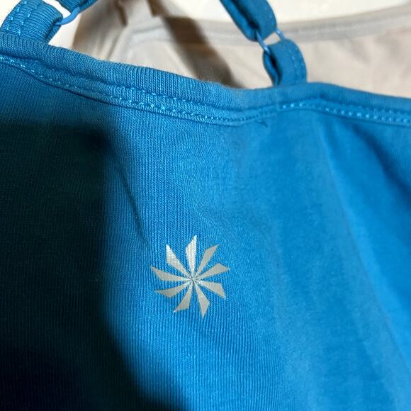 Athleta Tank Top Built in Bra V-Back Thick Hem Banded Blue XS - Picture 2 of 5